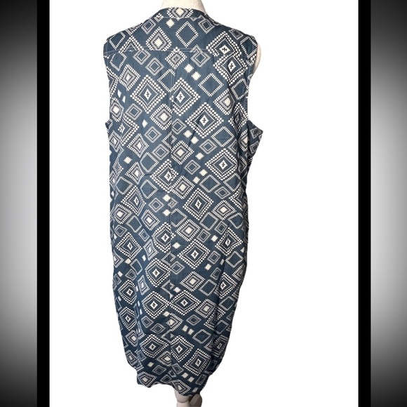 NWT Old Ranch M Organic Cotton Sleeveless Blue Geometric Pattern Tunic Dress - Picture 6 of 15